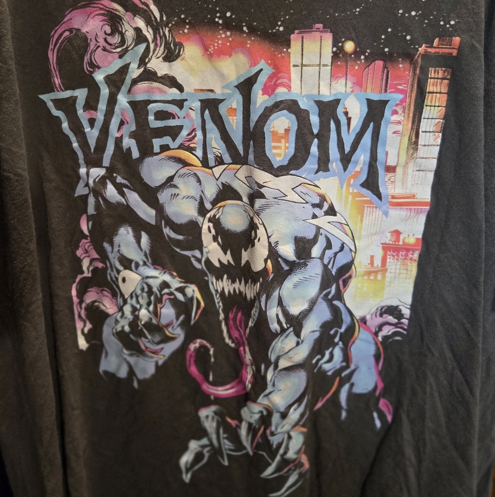 Marvel Venom Graphic T-Shirt Mens 2XL Charcoal Grey Mad Engine Marvel Comics